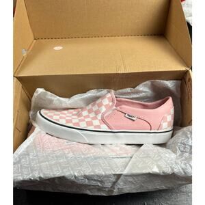 Vans Classic Slip On Pink White Checkerboard  SZ W10 Canvas Shoes Off the Wall